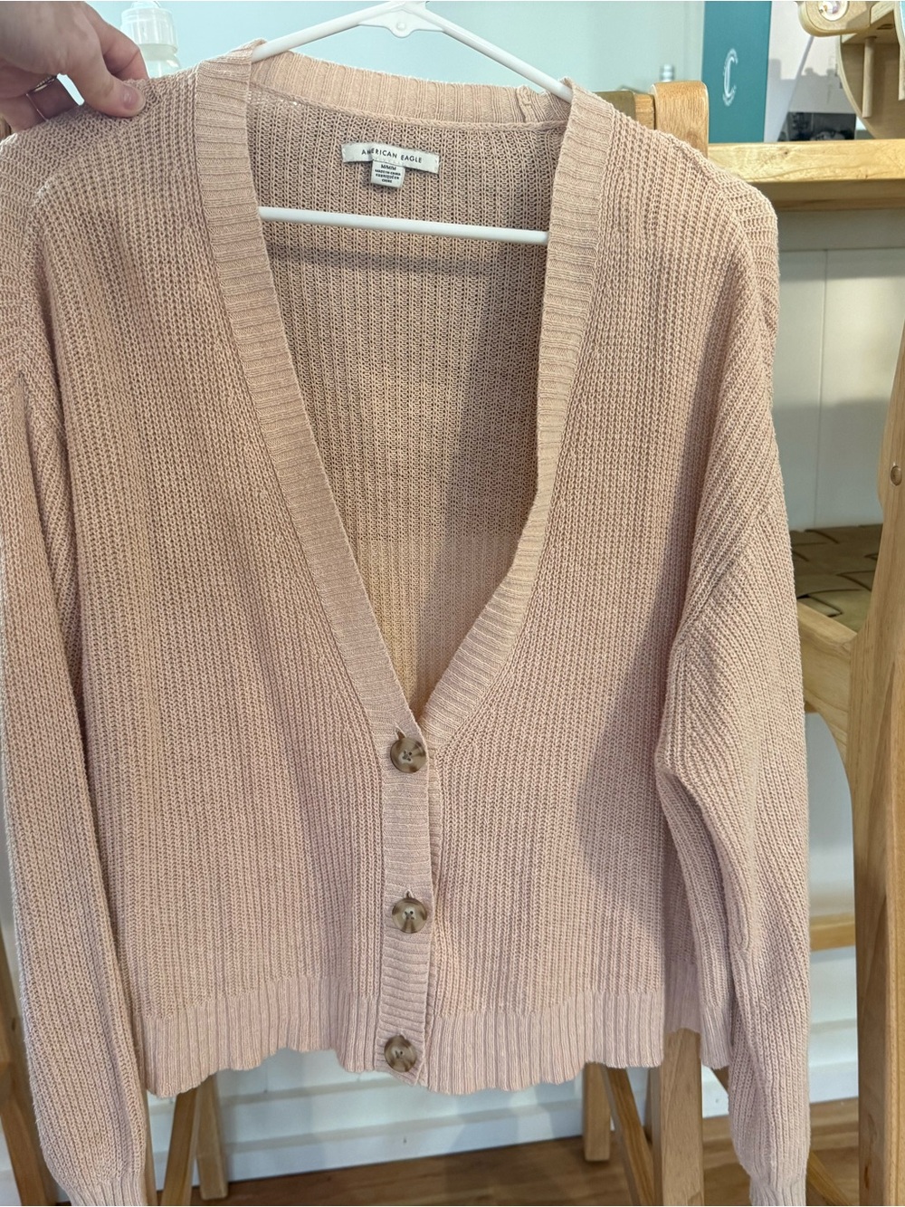 American Eagle Outfitters Blush Pink V-Neck Button Cardigan
